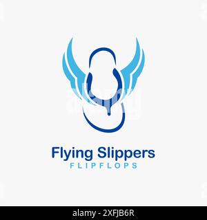 Flying flip flop slippers logo design Stock Vector