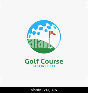 Golf course and ball for golf logo design Stock Vector