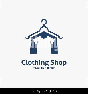 Hanger and clothes for clothing shop logo design Stock Vector