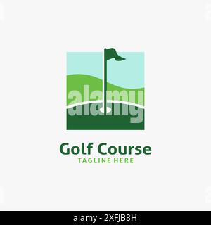 Square golf course for golf logo design Stock Vector