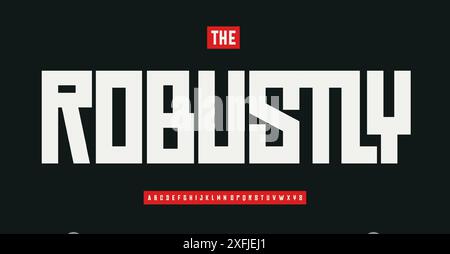 Robustly and fun geometric alphabet, cartoon blocky letters, rustic geometric font for fun headlines, playful posters, comic book typography. Vector Stock Vector