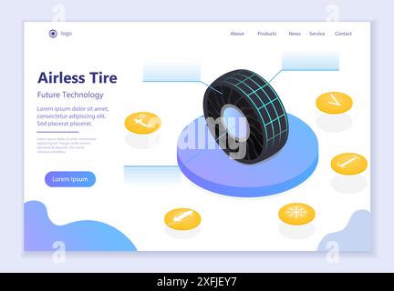 Future technology - Airless Tire, 3d isometric vector illustration, for graphic and web design Stock Vector