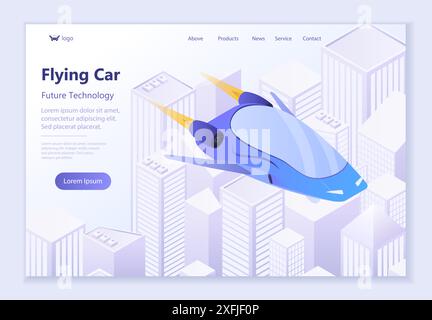 Future technology - Flying Car, 3d isometric vector illustration, for graphic and web design Stock Vector