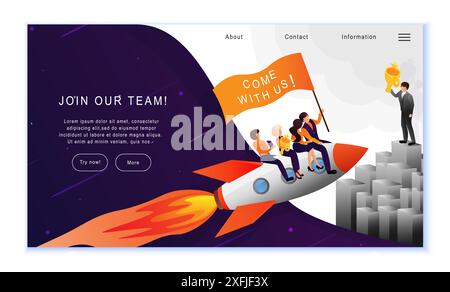 Creative website template of Join Our Team concept, flat design vector illustration Stock Vector