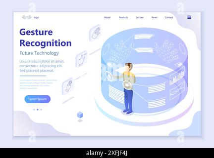 Future technology - Gesture Recognition, 3d isometric vector illustration, for graphic and web design Stock Vector