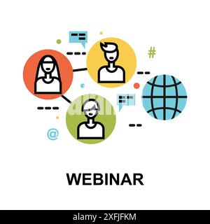 Modern flat thin line design vector illustration, concept of Webinar, for graphic and web design Stock Vector