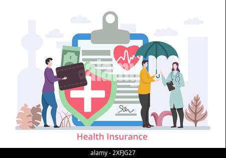 Concept of Health Insurance for All, flat design vector illustration Stock Vector