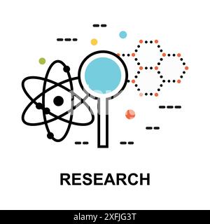 Modern flat thin line design vector illustration, concept of Research, for graphic and web design Stock Vector