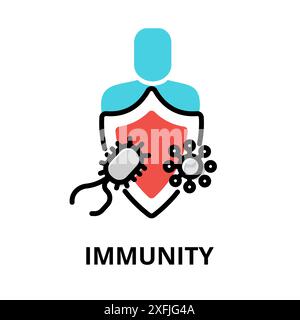 Concept of Immunity icon, modern flat editable line design vector illustration, for graphic and web design Stock Vector