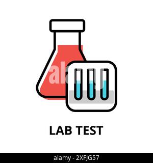 Concept of Lab Test icon, modern flat editable line design vector illustration, for graphic and web design Stock Vector