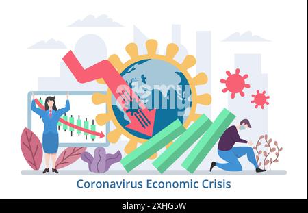Coronavirus Economic Crisis concept, modern flat design vector illustration Stock Vector