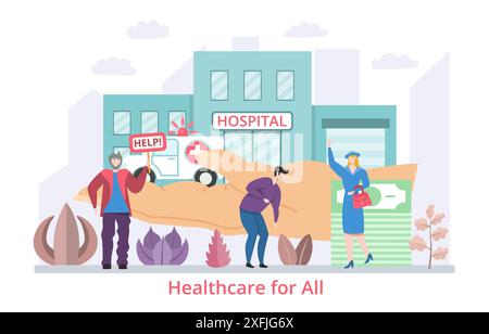 Concept of Healthcare for All, flat design vector illustration Stock Vector