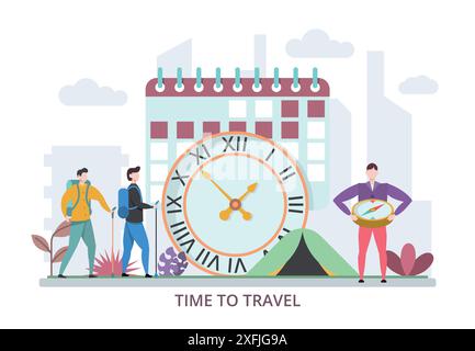 Concept of time to travel, modern flat design vector illustration, for graphic and web design Stock Vector