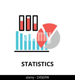 Concept of Statistics icon, modern flat thin line design vector illustration, for graphic and web design Stock Vector