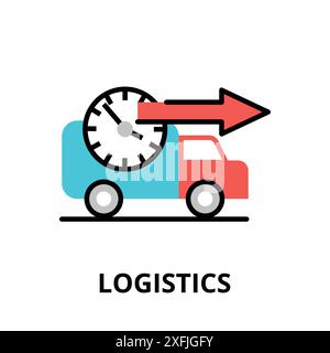 Concept of Logistics icon, modern flat thin line design vector illustration, for graphic and web design Stock Vector