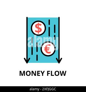 Concept of Money Flow icon, modern flat thin line design vector illustration, for graphic and web design Stock Vector