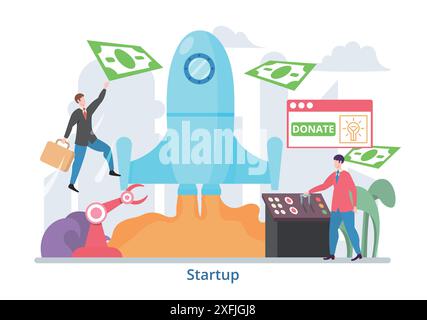 Concept of startup modern flat design vector illustration, for graphic and web design Stock Vector