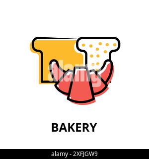 Concept of Bakery icon, flat line design vector illustration, for graphic and web design Stock Vector