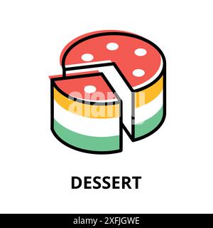 Concept of Dessert icon, flat line design vector illustration, for graphic and web design Stock Vector