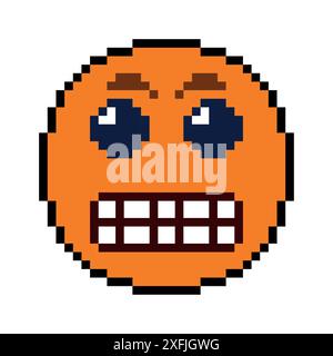 Emoticon and Emoji Smile, pixel art design vector illustration Stock Vector