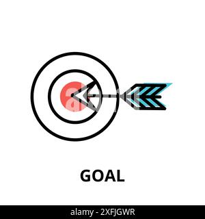 Concept of Goal icon, modern flat thin line design vector illustration, for graphic and web design Stock Vector
