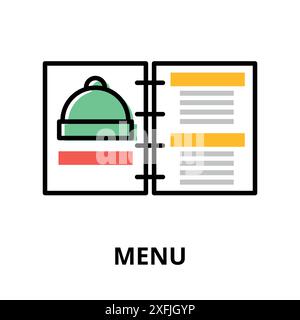 Concept of Menu icon, flat line design vector illustration, for graphic and web design Stock Vector