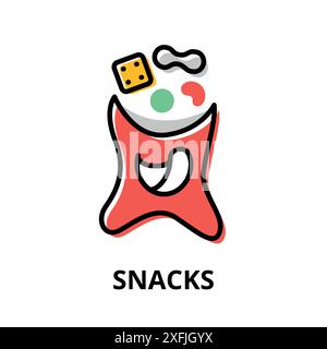 Concept of Snacks icon, flat line design vector illustration, for graphic and web design Stock Vector