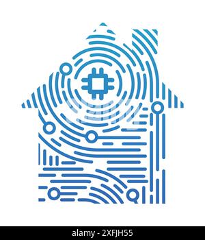 Concept Network and Cyber Security in fingerprint style, flat design vector illustration, for graphic and web design Stock Vector