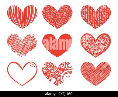 Set of Heart Shapes in different graphic designs, vector illustration Stock Vector