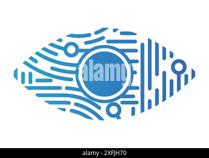 Concept Network and Cyber Security in fingerprint style, flat design vector illustration, for graphic and web design Stock Vector