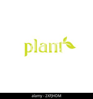 plant logo vector writing. plant icon design. leaf icon Stock Vector
