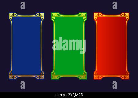 Rectangular frames with ornament. Frames are designed in three colors. Border Golden-colored Frames Vector Stock Vector