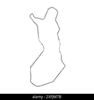 Finland country simplified map.Thin triple pencil sketch outline isolated on white background. Simple vector icon Stock Vector