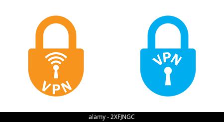 Vpn lock icon set. Safe vpn symbol. Flat vector illustration. Stock Vector