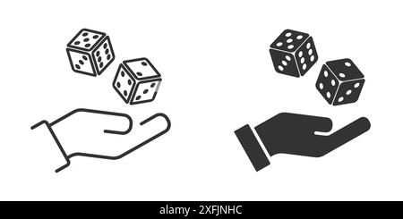 Casino dice on a hand. Flat vector illustration. Stock Vector