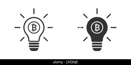 Light bulb with bitcoin symbol. Flat vector illustration. Stock Vector