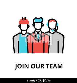 Concept of Join Our Team icon, modern flat thin line design vector illustration, for graphic and web design Stock Vector