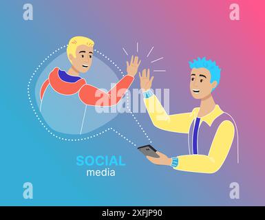 Concept of Social Media with people, flat design, vector illustration, for graphic and web design Stock Vector