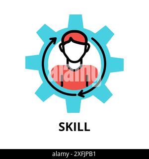 Concept of Skill icon, modern flat thin line design vector illustration, for graphic and web design Stock Vector