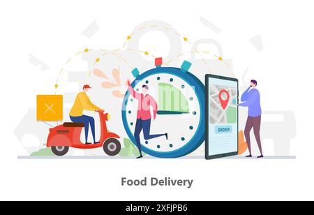 Concept of Food Delivery Service, flat design vector illustration, for graphic and web design Stock Vector