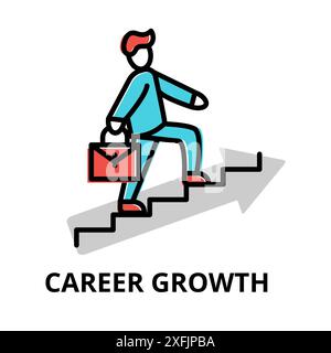 Concept of Career Growth icon, modern flat thin line design vector illustration, for graphic and web design Stock Vector