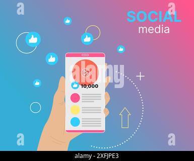 Concept of Social Media with people, flat design, vector illustration, for graphic and web design Stock Vector