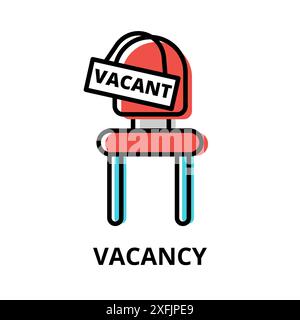Concept of Vacancy icon, modern flat thin line design vector illustration, for graphic and web design Stock Vector