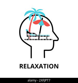 Icon concept of Relaxation, brain process collection, flat editable line vector illustration, for graphic and web design Stock Vector