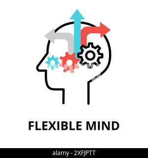 Icon concept of Flexible Mind, brain process collection, flat editable line vector illustration, for graphic and web design Stock Vector