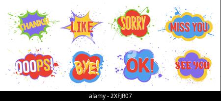 Set of Speech Bubbles, paint street art design vector illustration close-up Stock Vector