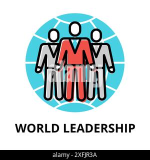 World Leadership icon concept, politics collection, flat line vector illustration Stock Vector