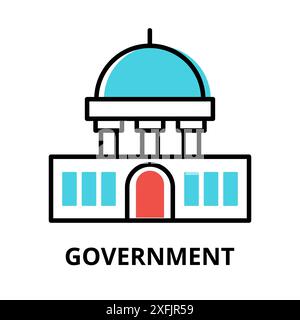 Government icon concept, politics collection, flat line vector illustration Stock Vector