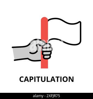 Capitulation icon concept, politics collection, flat line vector illustration Stock Vector