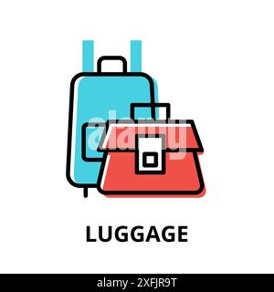 Icon concept of Luggage, travel collection, modern flat line design, vector illustration, for graphic and web design Stock Vector